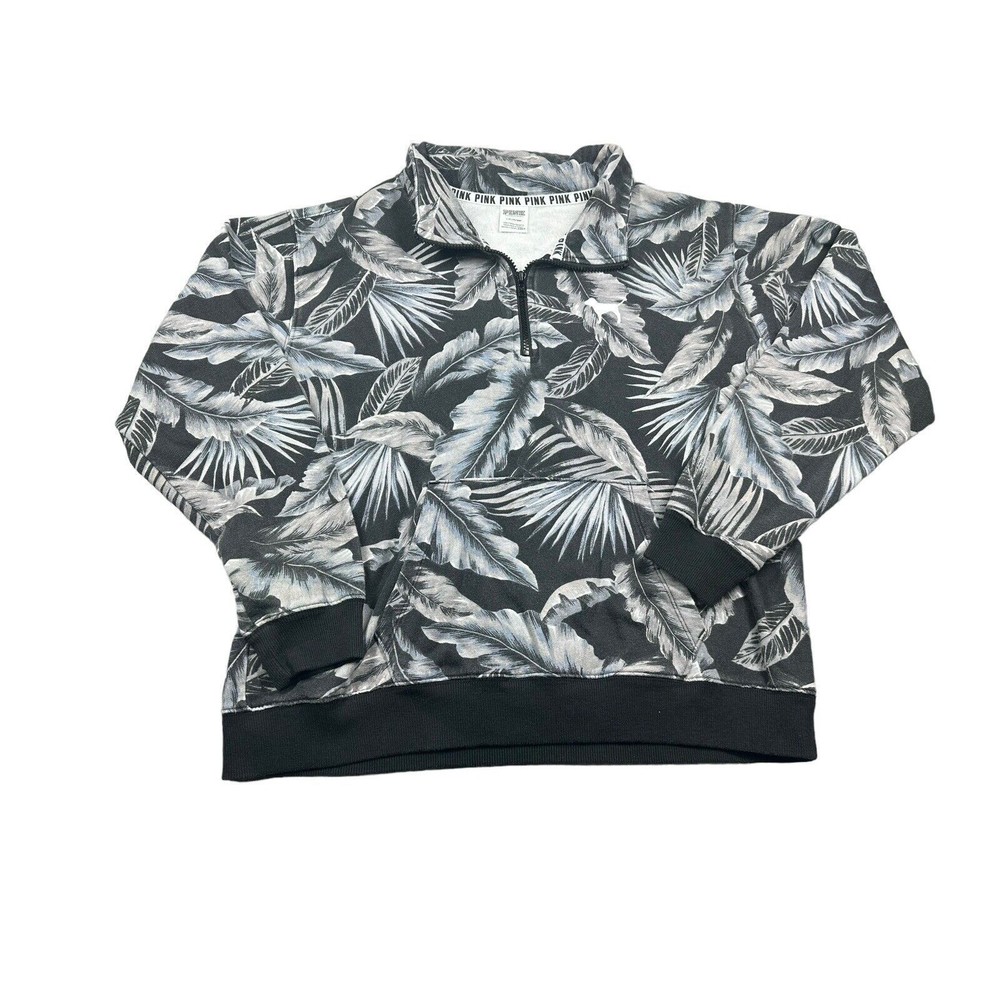 PINK Women's Pullover Floral Jacket Cotton Hawaiian Large Black Grey‎